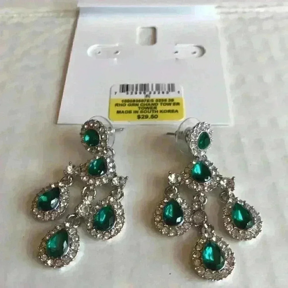 Charter Club new Stone Chandelier Earrings/emerald - Picture 5 of 7